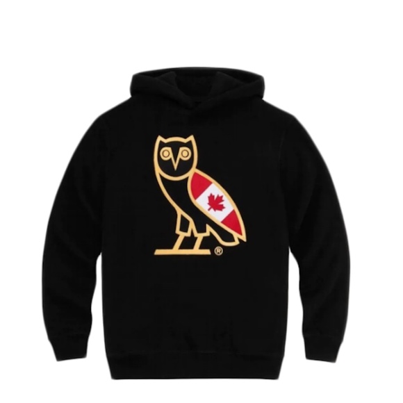 OVO OG Owl Canadian Flag Black Hoodie - Picture 1 of 1